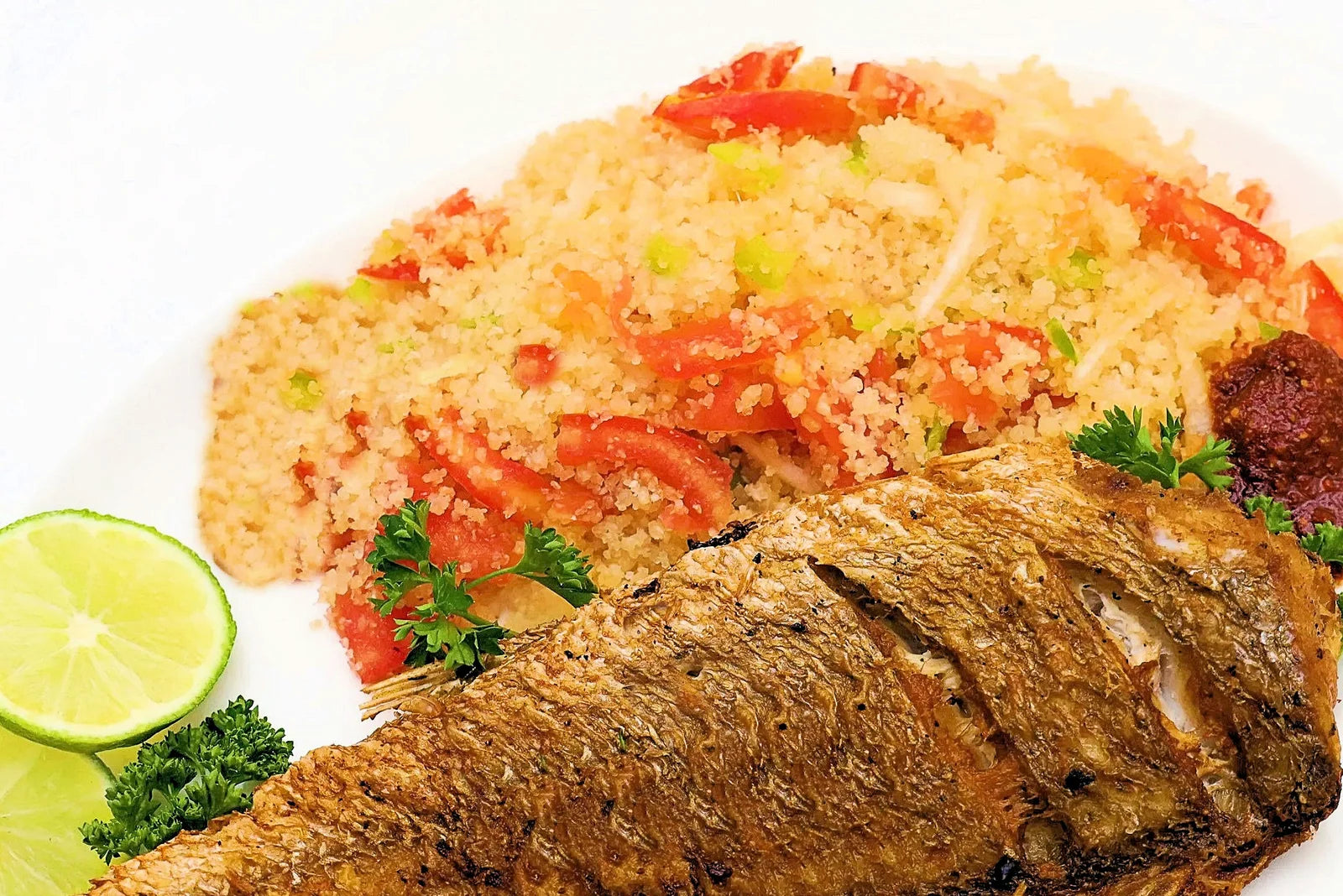 Attiéké-Poisson Braisé (Bar/La Taille)